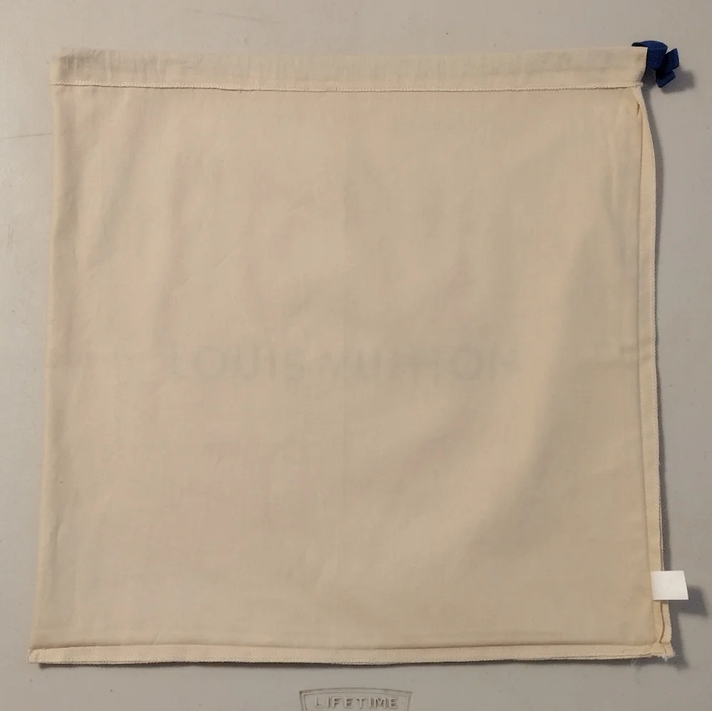 Louis Vuitton Cream Black Logo Blue Drawstring Dust Bag